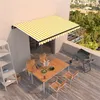 Image de vidaXL Luifel handmatig uittrekbaar 400x350 cm geel en wit3069178