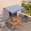 Image de vidaXL Luifel handmatig uittrekbaar 450x350 cm blauw en wit3069196