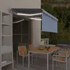 Image de vidaXL Luifel met rolgordijn, LED en windsensor 3x2,5 m blauw en wit 3069271