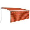 Image de vidaXL Auvent rétractable manuel avec store 3,5x2,5 m Orange et marron