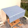 Image de vidaXL Luifel handmatig uittrekbaar met rolgordijn 4x3 m blauw en wit3069296