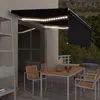 Image de vidaXL Luifel handmatig uittrekbaar met rolgordijn LED 4x3 m antraciet3069304