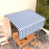 Image de vidaXL Luifel automatisch uittrekbaar met rolgordijn 4x3 m blauw wit 3069306