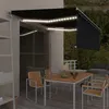 Image de vidaXL Auvent Automatique avec Store et Capteur de Vent et LED Banne Pliable Jardin Balcon Terrasse Protection contre Rayons UV 4,5x3 m Anthracite