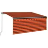 Image de vidaXL Auvent rétractable manuel avec store 3,5x2,5 m Orange et marron