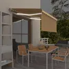 Image de vidaXL Luifel handmatig uittrekbaar rolgordijn LED 3,5x2,5 m geel wit3069403