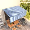 Image de vidaXL Luifel handmatig uittrekbaar met rolgordijn LED 4x3 m blauw wit3069416