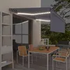 Image de vidaXL Luifel handmatig uittrekbaar met rolgordijn LED 4x3 m blauw wit3069421