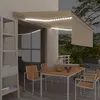 Image de vidaXL Auvent Manuel Rétractable avec Store et LED Banne Pliable Jardin Balcon Terrasse Extérieur Protection contre Rayons UV 4x3 m Crème