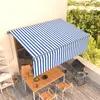 Image de vidaXL Luifel automatisch uittrekbaar met rolgordijn 4x3 m blauw wit 3069426