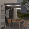 Image de vidaXL Luifel met rolgordijn, LED en windsensor 4,5x3 m blauw en wit3069451
