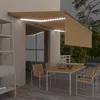 Image de vidaXL Luifel handmatig uittrekbaar met rolgordijn LED 5x3 m geel wit3069463