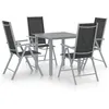 Image de vidaXL Ensemble de Salle à Manger de Jardin 5 pcs Table et Chaises de Repas d'Extérieur Meubles de Terrasse Mobilier de Patio Aluminium Argenté et Noir