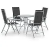 Image de vidaXL Ensemble à Dîner de Jardin 5 pcs Mobilier de Patio Table et Chaises de Repas d'Extérieur Meubles de Terrasse Aluminium et Textilène Argenté