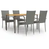 Image de Ensemble à manger de jardin 5 pcs Résine tressée Gris