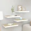 Image de Étagères flottantes 4 pcs chêne et blanc 50x23x3,8 cm MDF