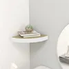 Image de Étagère d angle murale Chêne et blanc 25x25x3,8 cm MDF
