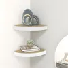 Image de Étagères d angle murales 2 pcs Chêne et blanc 35x35x3,8 cm MDF