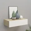 Image de Étagère à tiroir murale chêne et blanc 40x23,5x10 cm MDF