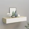 Image de Étagère à tiroir murale chêne et blanc 60x23,5x10 cm MDF