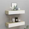 Image de Étagères à tiroir murales 2 pcs Chêne et blanc 60x23,5x10cm MDF