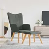 Image de vidaXL Relaxstoel met voetenbank tissu gris foncé