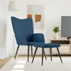 Image de vidaXL Relaxstoel met voetenbank tissu bleu