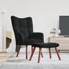 Image de Chaise de relaxation avec repose pied Noir Velours