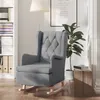 Image de vidaXL Fauteuil met massief rubberwood schommelpoten stof lichtgrijs329405