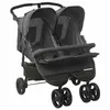Image de vidaXL Poussette à deux places Anthracite Acier