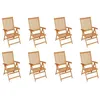 Image de Lot de 8 chaise vidaxl en teck pliable H. 100 cm exterieur bois
