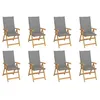 Image de Lot de 8 chaise Vidaxl H. 109 cm pliable en teck exterieur gris