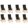 Image de Lot de 8 chaise vidaxl en teck exterieur noir H. 109 cm