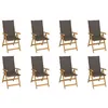 Image de vidaXL Lot de 8 Chaises Inclinables de Jardin avec Coussins, Sièges de Terrasse, Chaises de Salle à Manger, Meubles de Patio 3072549