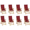 Image de vidaXL Chaises inclinables de jardin et coussins lot de 8 Teck solide