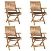 Image de Chaises pliables de jardin avec coussins 4 pcs Teck solide