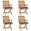 Image de vidaXL Chaises pliables de jardin avec coussins 4 pcs Teck solide