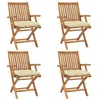 Image de vidaXL Chaises pliables de jardin avec coussins 4 pcs Teck solide