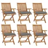 Image de vidaXL Chaises pliables de jardin avec coussins 6 pcs Bois de teck