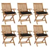 Image de vidaXL Chaises pliables de jardin avec coussins 6 pcs Bois de teck