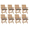 Image de Chaises pliables de jardin avec coussins 8 pcs Teck solide