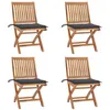 Image de vidaXL Lot de 4 Chaises Pliables de Jardin avec Coussins, Sièges de Terrasse, Chaises de Salle à Manger, Meubles de Patio Extérieur, Teck Solide