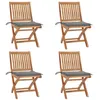 Image de vidaXL Lot de 4 Chaises Pliables de Jardin avec Coussins, Sièges de Terrasse, Chaises de Salle à Manger, Meubles de Patio Extérieur, Teck Solide