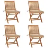 Image de vidaXL Lot de 4 Chaises Pliables de Jardin avec Coussins, Sièges de Terrasse, Chaises de Salle à Manger, Meubles de Patio Extérieur, Teck Solide