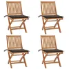 Image de vidaXL Lot de 4 Chaises Pliables de Jardin avec Coussins, Sièges de Terrasse, Chaises de Salle à Manger, Meubles de Patio Extérieur, Teck Solide