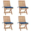 Image de vidaXL Lot de 4 Chaises Pliables de Jardin avec Coussins, Sièges de Terrasse, Chaises de Salle à Manger, Meubles de Patio Extérieur, Teck Solide