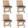Image de vidaXL Lot de 4 Chaises Pliables de Jardin avec Coussins, Sièges de Terrasse, Chaises de Salle à Manger, Meubles de Patio Extérieur, Teck Solide