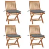 Image de vidaXL Lot de 4 Chaises Pliables de Jardin avec Coussins, Sièges de Terrasse, Chaises de Salle à Manger, Meubles de Patio Extérieur, Teck Solide