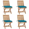Image de vidaXL Lot de 4 Chaises Pliables de Jardin avec Coussins, Sièges de Terrasse, Chaises de Salle à Manger, Meubles de Patio Extérieur, Teck Solide