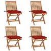 Image de vidaXL Lot de 4 Chaises Pliables de Jardin avec Coussins, Sièges de Terrasse, Chaises de Salle à Manger, Meubles de Patio Extérieur, Teck Solide